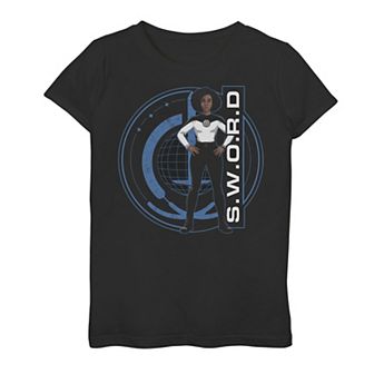 Girls 7-16 Marvel WandaVision Monica Rambeau Dark Portrait Logo Graphic Tee