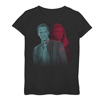 Girls 7-16 Marvel WandaVision Wanda & Vision Glitch Overlay Graphic Tee