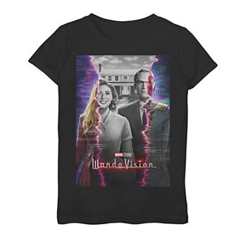 Girls 7-16 Marvel WandaVision Scarlett With & Vision Glitch Poster Graphic Tee