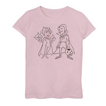 Girls 7-16 Marvel WandaVision Halloween Scarlet Witch & Vision Line Art Graphic Tee