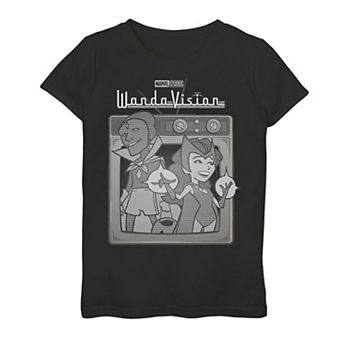 Girls 7-16 Marvel WandaVision Retro Cartoon TV Logo Graphic Tee