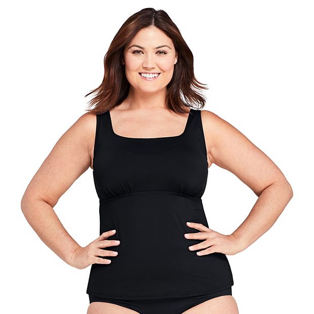 Plus Size Lands' End DD-Cup UPF 50 Squareneck Underwire Tankini