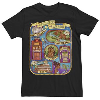 Men's Disney Princess And The Frog Group Shot Large Map Tee