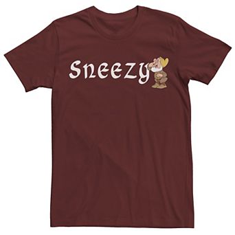 Disney's Snow White Sneezy Men's Covers Nose Name Banner Tee