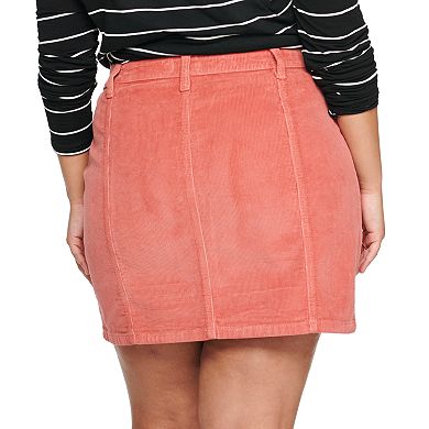 Juniors' Plus Size SO® Button Front Mini Skirt
