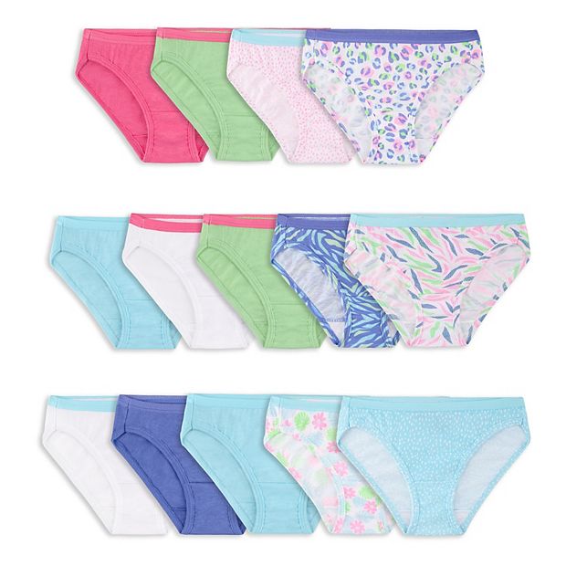 Bikinis De Algodón Fruit Of The Loom Para Niñas Pequeñas - Pack De 12, Multicolor, Varios Tamaños