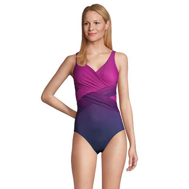 Women's Lands' End SlenderSuit DDD-Cup Surplice One-Piece Swimsuit