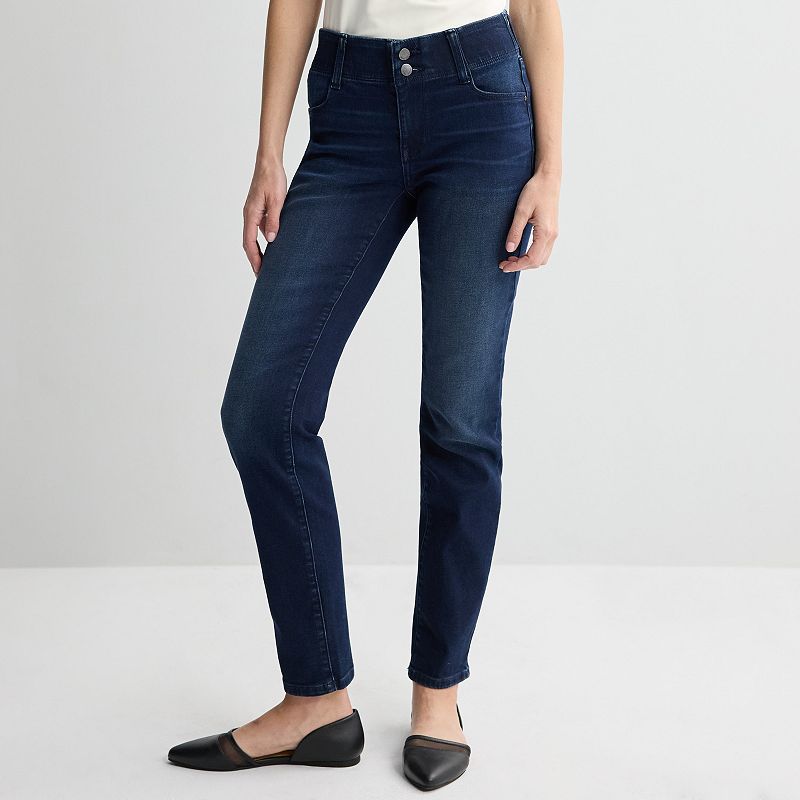 Women's Nine West Straight Jeans, Size: 0 T/Large, Rinse Blue Blast