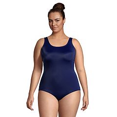 Lands' End Women's Plus Size SlenderSuit Tummy Control Chlorine Resistant  Skirted One Piece Swimsuit 