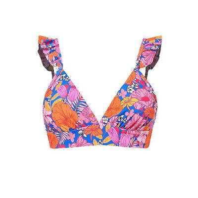 Women's Cupshe Floral Ruffle Sleeve Bralette Swim Top