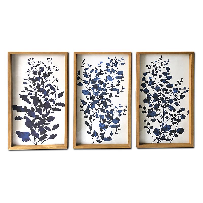 Gallery 57 Blue Branches Canvas Wall Art 3-piece Set, 48X30