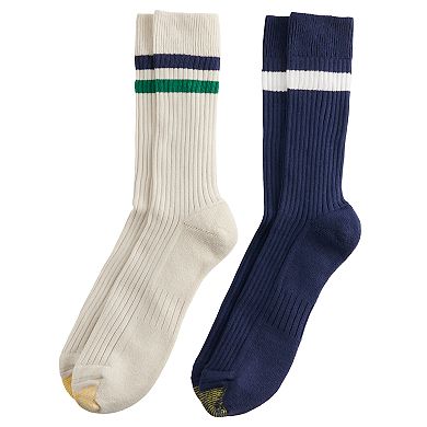 Men's GOLDTOE® 2-pack Lodge Collection Casual Retro Ribbed Crew Socks