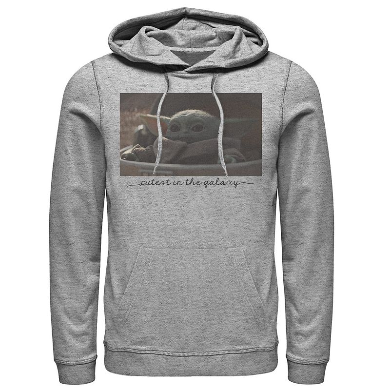 Men's Star Wars The Mandalorian The Child Cutest In The Galaxy Hoodie, Size: Large, Athletic Grey