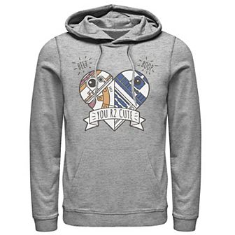 Men's Star Wars Valentine's Day "You R2 Cute" Heart Droids Hoodie