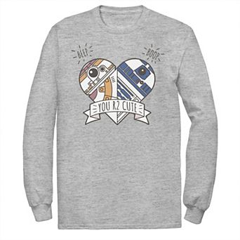 Men's Star Wars Valentine's Day "You R2 Cute" Heart Droids Tee