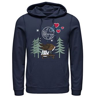 Men's Star Wars Han Sola & Princess Leia Death Star Hearts Hoodie