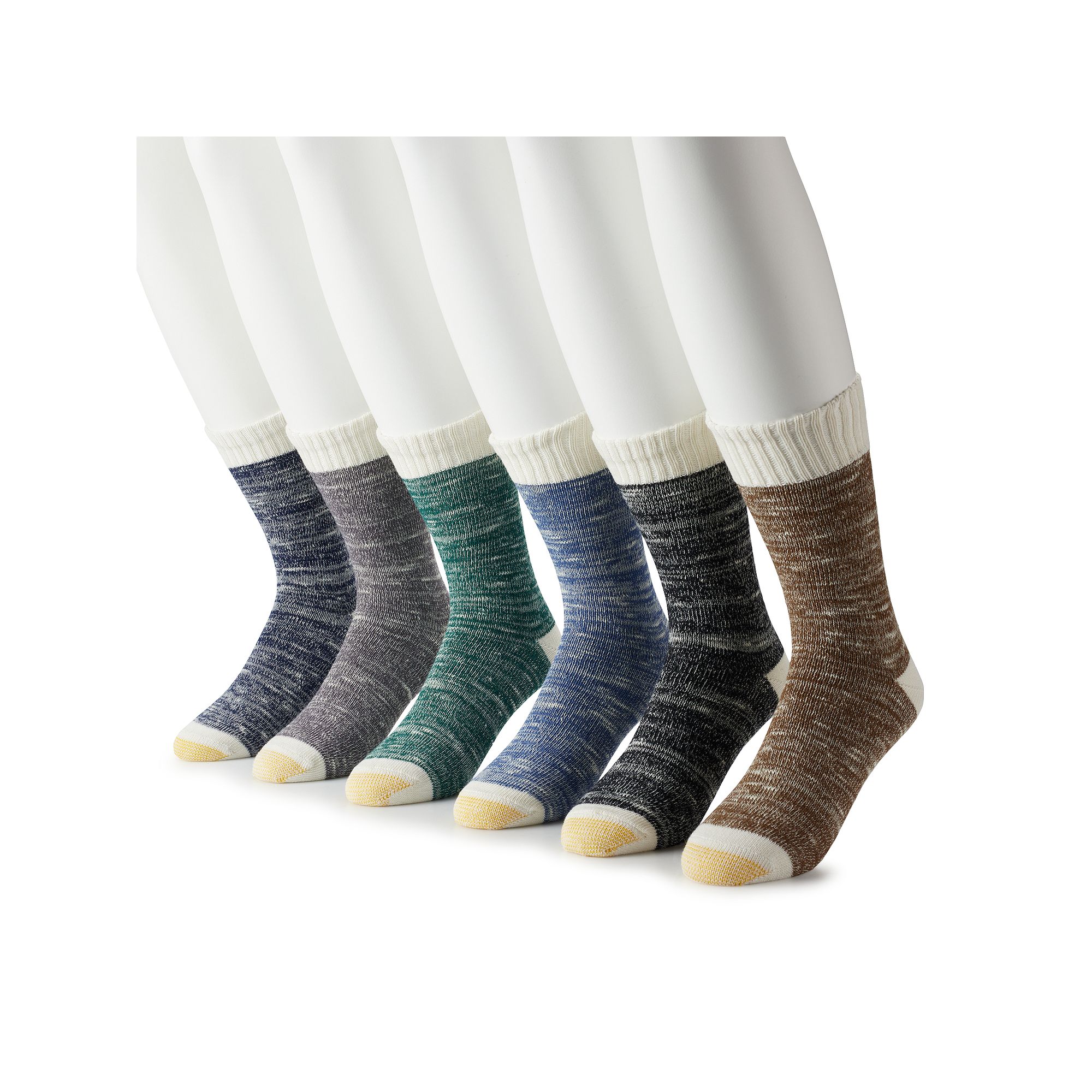 Mens GOLDTOE® 6-pack Hudson Crew Socks, Size: 6-12, Blue Gray Natural