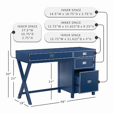 Linon Peggy Side Storage Desk
