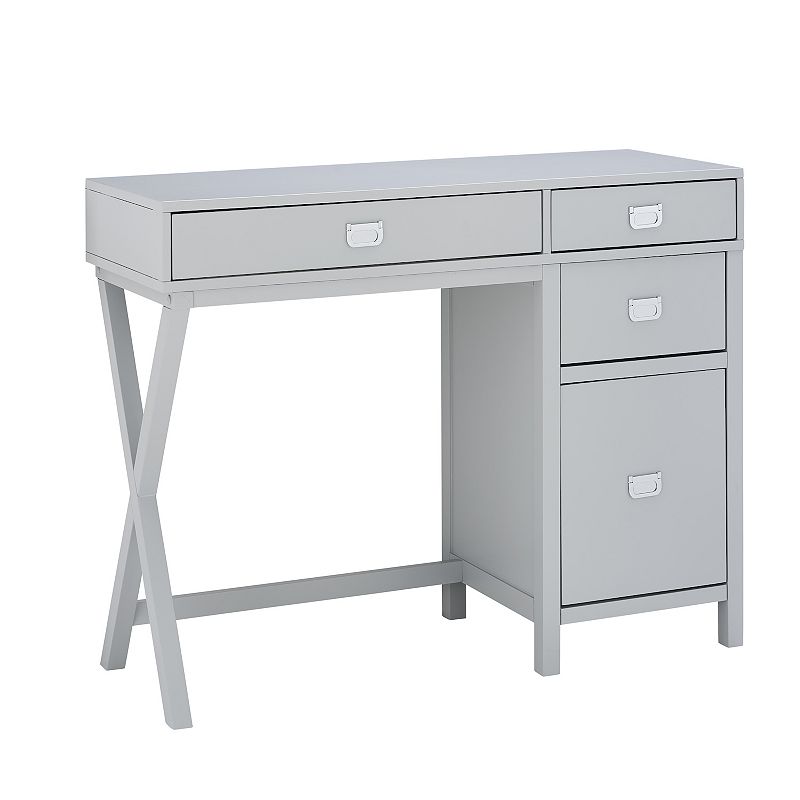 Linon Peggy Side Storage Desk, Grey