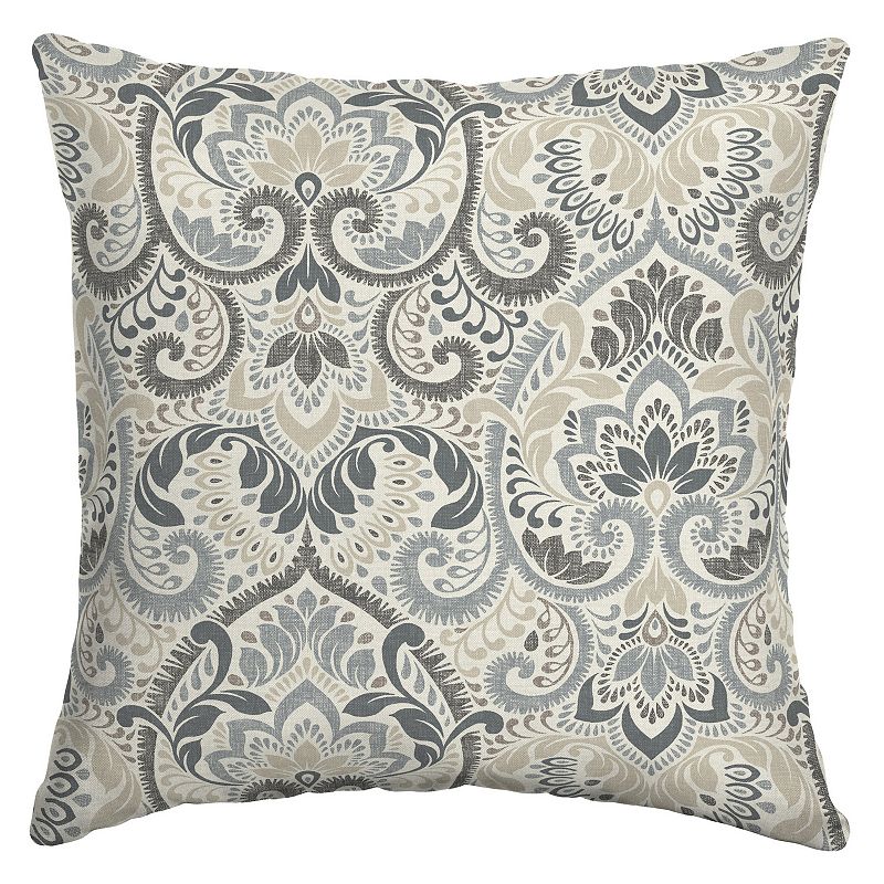 Arden Selections Aurora Damask Indoor Outdoor Throw Pillow, Grey, 16X16