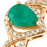 10k Gold Emerald & 1/8 Carat T.W. Diamond Ring