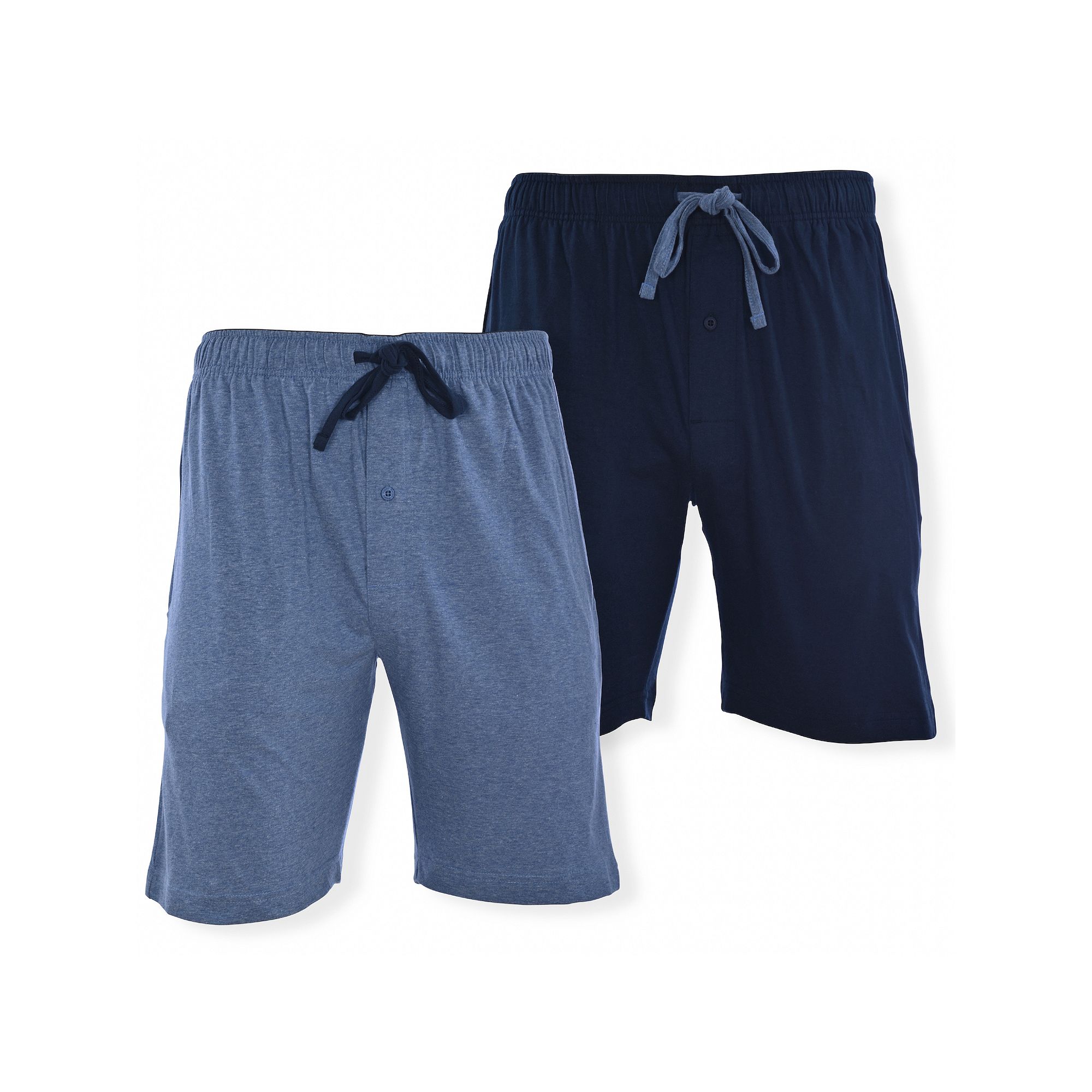 Mens Hanes® 2-pack Knit Pajama Shorts, Size: Medium, Navy Blue Grey