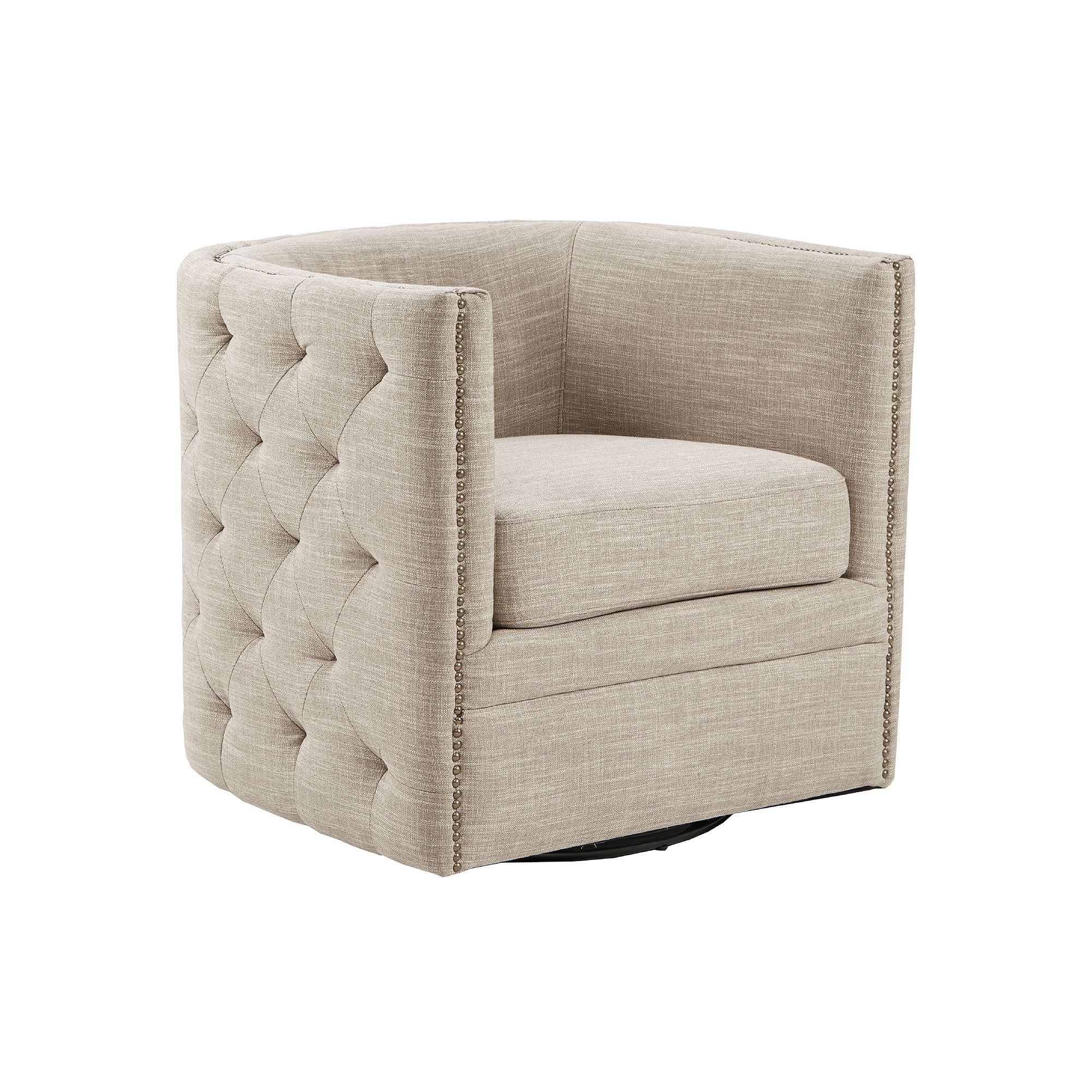 Madison Park Wilmette 360 Degree Swivel Accent Chair, Ivory
