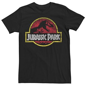 Men's Jurassic Park Classic Retro Red Doodle Transparent Logo Tee