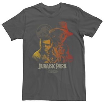 Men's Jurassic Park Group Shot Color Gradient Headshots Tee