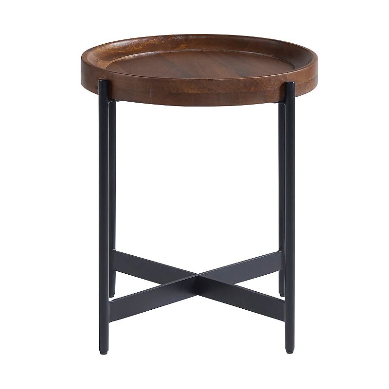 Alaterre Furniture Brookline Round End Table, Brown
