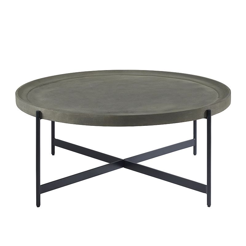 Alaterre Furniture Round Brookline Coffee Table, Grey