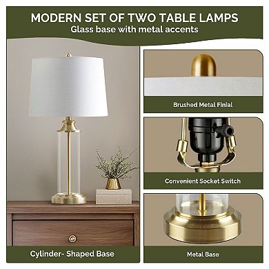 510 Design Clarity Glass Cylinder Table Lamp 2-piece Set