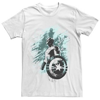Men's Marvel Captain America Teal Paint Smear Side Profile Tee