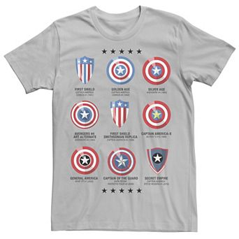 Men's Marvel Captain America Different Shields Grid Tee