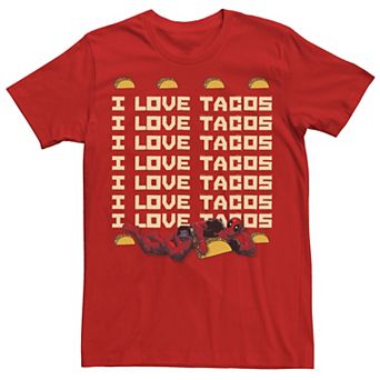 Men's Marvel Deadpool I Love Tacos Word Stack Tee