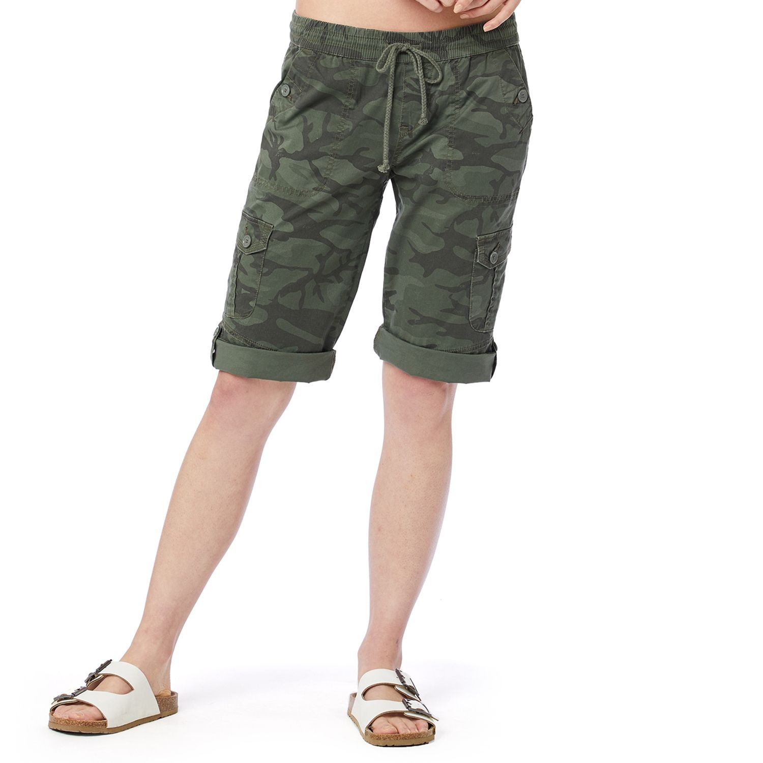 elastic waist cargo shorts womens