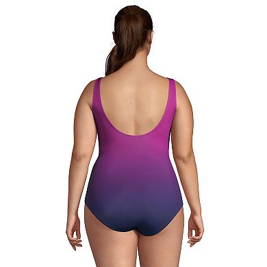 Plus Size Lands' End SlenderSuit DD-Cup Tummy Control Surplice One-Piece Swimsuit