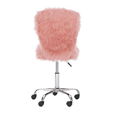 Linon Faux Fur Armless Swivel Office Chair