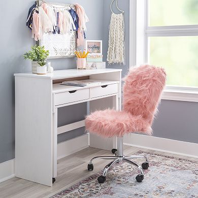Linon Faux Fur Armless Swivel Office Chair