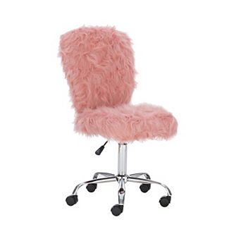 Linon Faux Fur Armless Swivel Office Chair