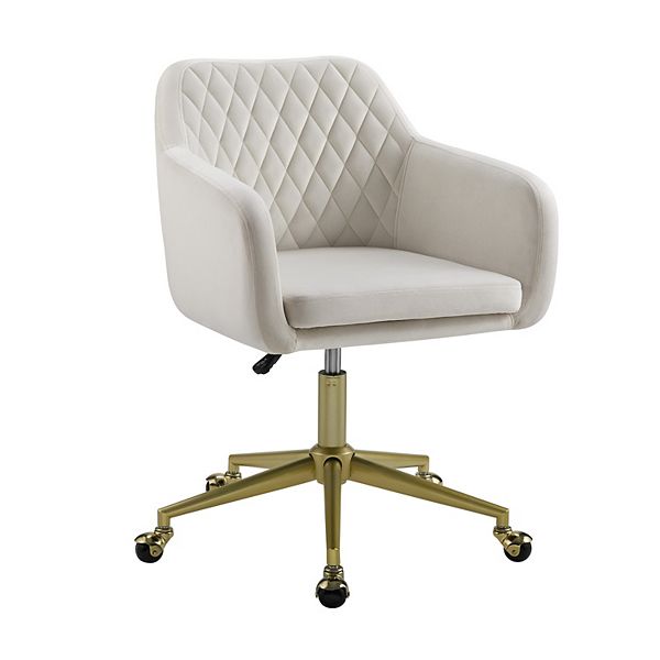 Linon Imogen Quilted Office Chair - Beige Gold