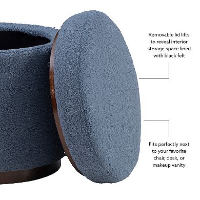 Linon Blanche Storage Ottoman with Removable Lid