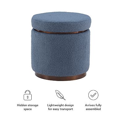 Linon Blanche Storage Ottoman with Removable Lid