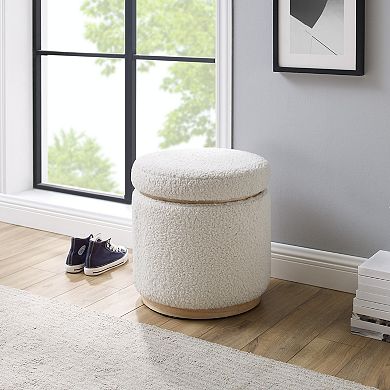 Linon Blanche Storage Ottoman with Removable Lid