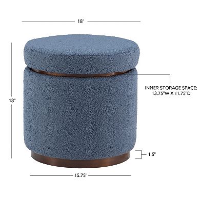 Linon Blanche Storage Ottoman with Removable Lid