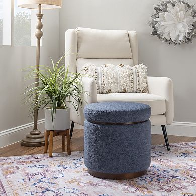 Linon Blanche Storage Ottoman with Removable Lid