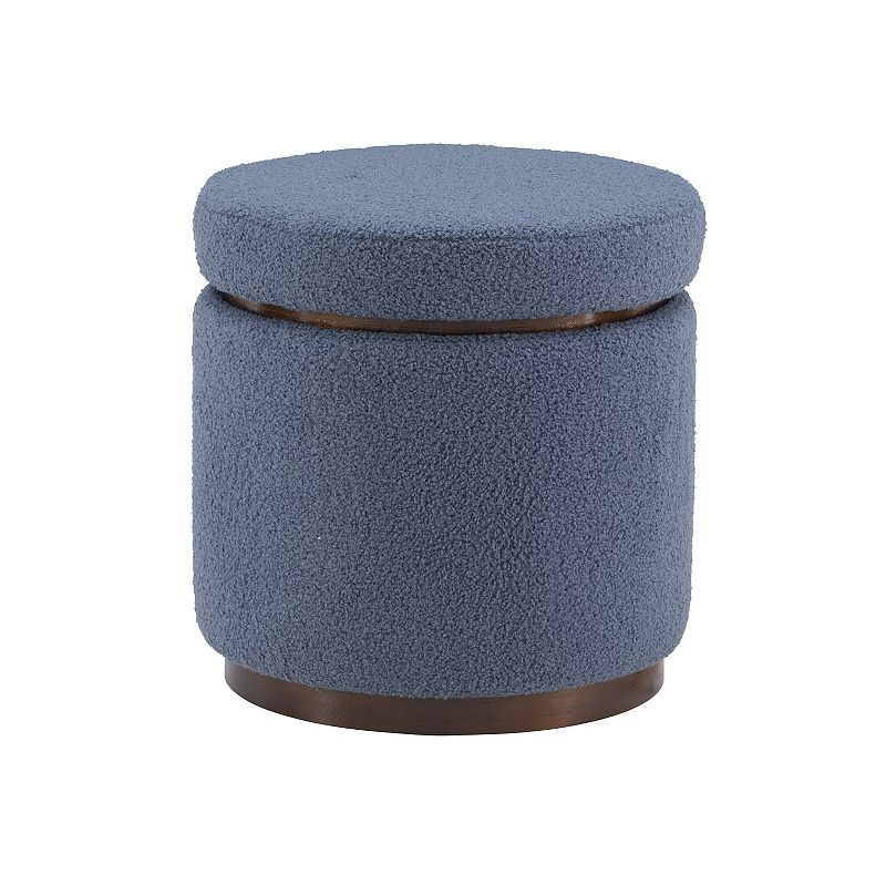 Linon Blanche Storage Ottoman with Removable Lid, Dark Gray