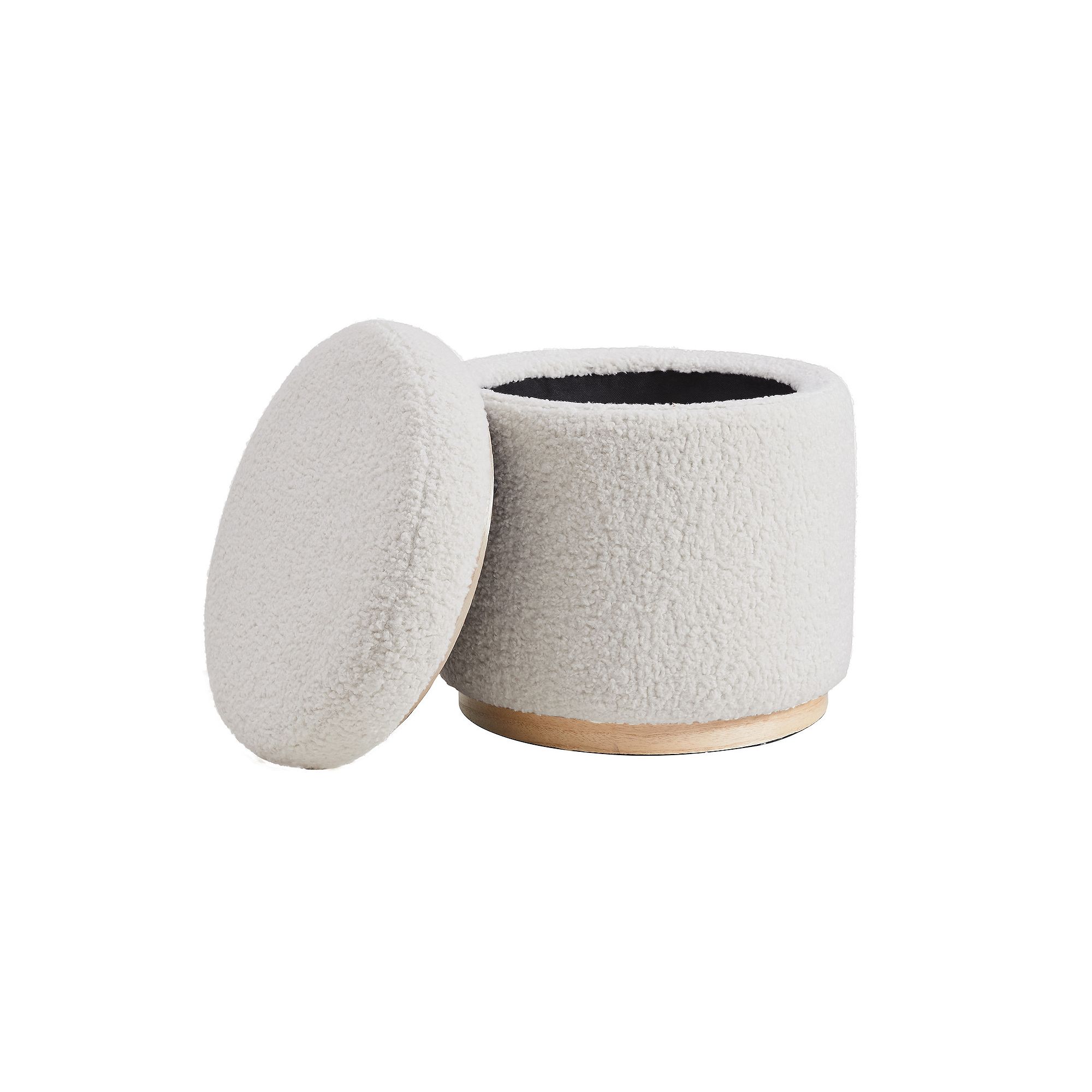 Linon Blanche Storage Ottoman with Removable Lid, Natural Light