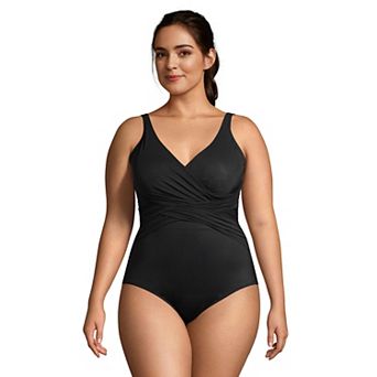 Plus Size Lands' End SlenderSuit Tummy Control Surplice One-Piece Swimsuit