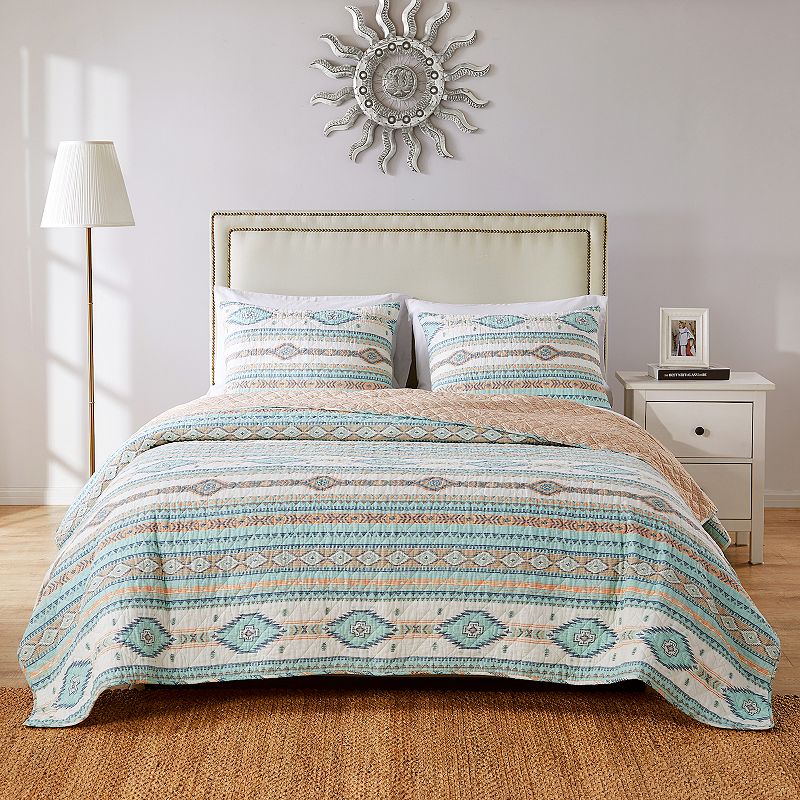 70132749 Barefoot Bungalow Phoenix Turquoise Quilt Set with sku 70132749